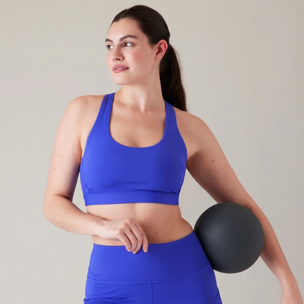 🧡 Athleta Matching Set Elation Flare Pant Ultimate Ease Bra A-C Lazurite Blue - Picture 2 of 9